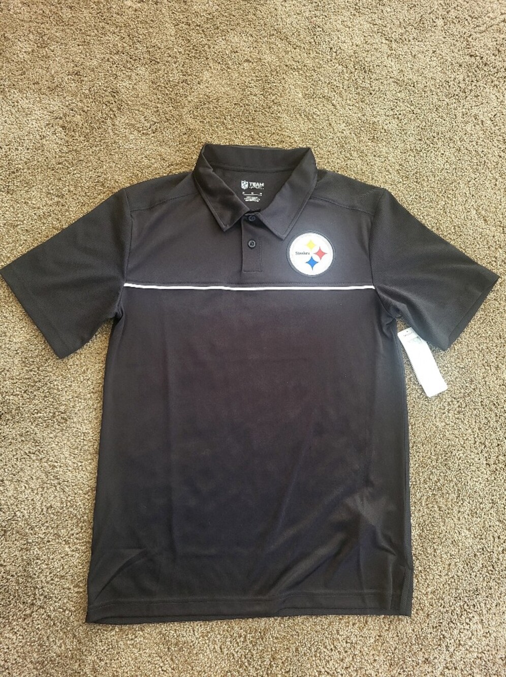 NFL Pittsburgh Steelers Black Polo, Sz Medium. New With Tags